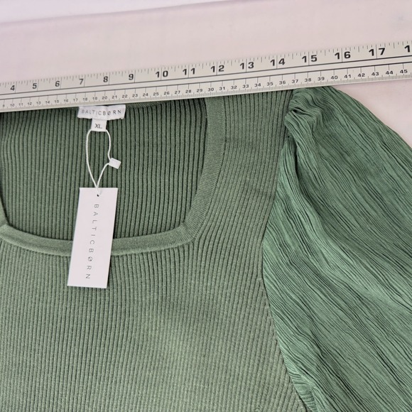 Baltic Born NWT Alva Sweater Midi Dress XL Dusty Green Square Neck Crinkle Boho - Picture 15 of 16